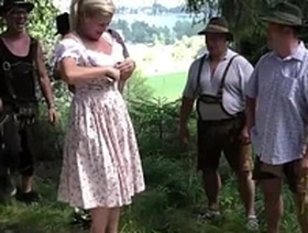 German fat chicks banged in nature