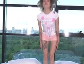 First anal casting for petite 18 yo goldie small with a body weight of only 37 kilograms vg032