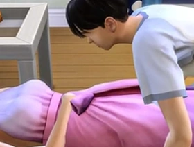Asian brother sneaks into his sister's bed after masturbating in front of the computer - asian family