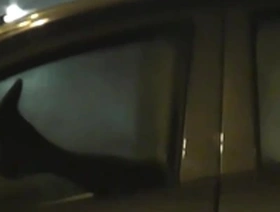 Sharing my slut wife with a stranger in car in front of voyeurs in a public parking lot - misscreamy