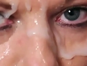 Nasty babe gets cumshot on her face swallowing all the ejaculate