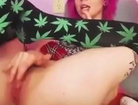 Cute punk plays with her pussy