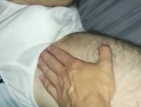 Sexy massage by tattooed man to his bi friend