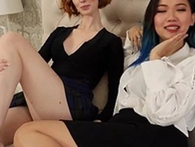Interracial lesbian couple's passionate encounter captured on camera