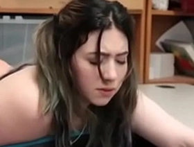 Chubby punk shoplifter chick gets punish fucked hard
