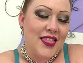 Huge boobed girl and red sex toy
