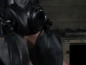 Iceplay submissive puts gasmask on