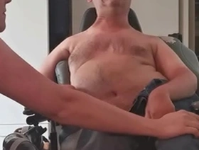 Busty blonde takes huge load of cripple and puts it in her pussy
